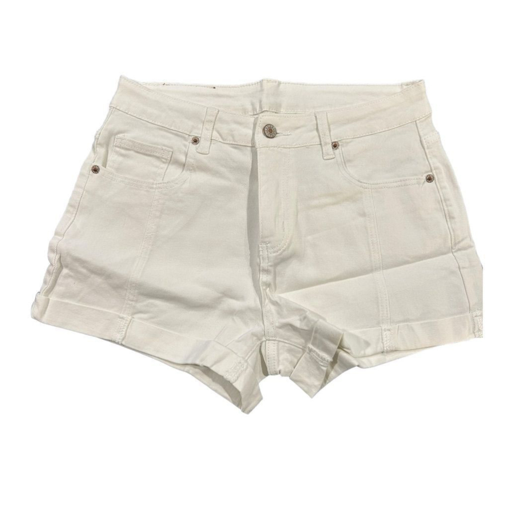 SHEIN White Jean Shorts Women's Large High Waist Cut Off